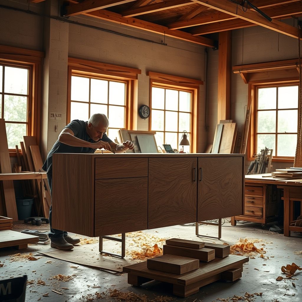 Artisan travaillant un meuble design